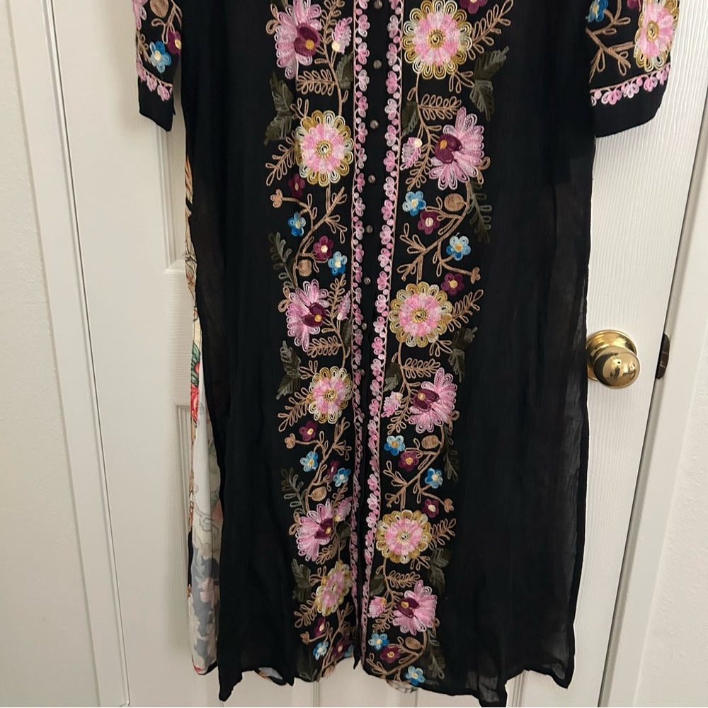 Anthropologie Aratta Silent Journey Embroidered Duster | Size M - Picture 5 of 11